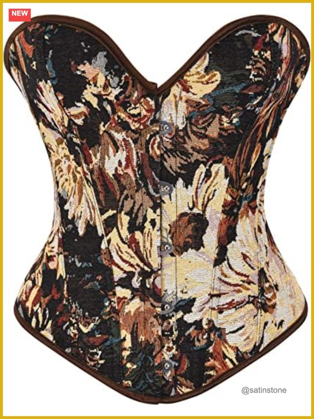 Vintage Renaissance Corset Top Women Floral Bustier Lace Up Steel Boned Waist